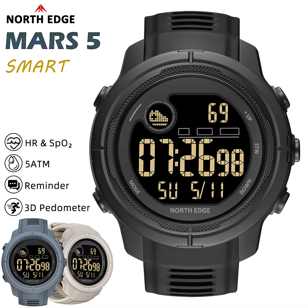 Smartwatch Digital Watches For Men - NORTH EDGE NEW MARS 5 Men's