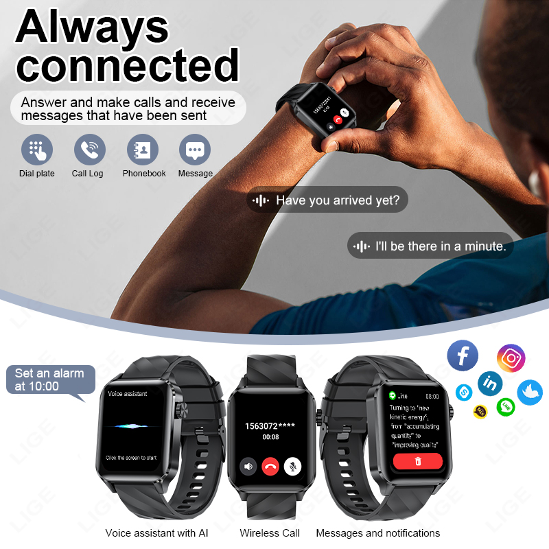LIGE New Bluetooth Call Smart  - Smartwatch Iphone Watches For Women 评论和价格