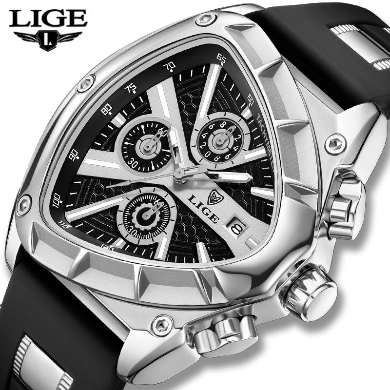 LIGE Fashion Men Watch Triangl - Smartwatch Army Watches For Men 评论和价格