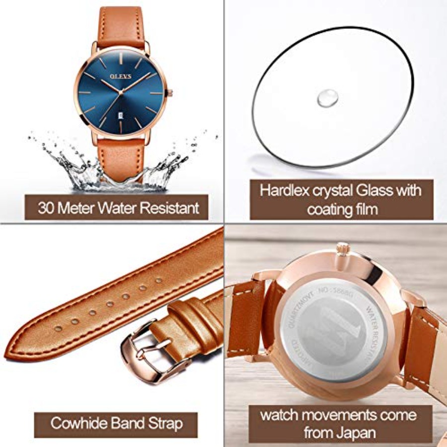 OLEVS Men Leather Watches Blac - Smartwatch Digital Watches For Men 评论和价格
